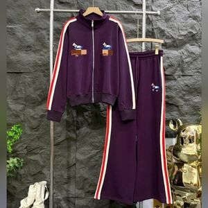 Last Set! 2pcs Stylish Purple Track Suit with Stripes Set